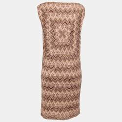 Pre Owned Missoni Multicolor Patterned Wool Knit Sleeveless Midi Dress & Lurex Cardigan M