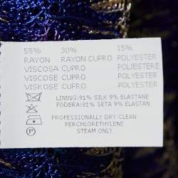 Pre Owned Missoni Blue Patterned Crochet Lurex Knit Maxi Skirt M