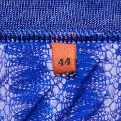 Pre Owned Missoni Blue Patterned Crochet Lurex Knit Maxi Skirt M