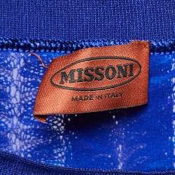 Pre Owned Missoni Blue Patterned Crochet Lurex Knit Maxi Skirt M