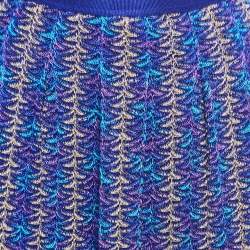 Pre Owned Missoni Blue Patterned Crochet Lurex Knit Maxi Skirt M