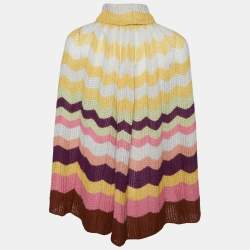 Pre Owned Missoni Multicolor Striped Wool & Mohar Turtleneck Poncho M