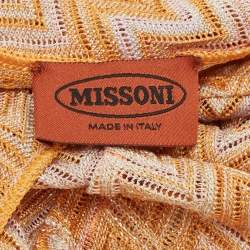 Pre Owned Missoni Orange Chevron Lurex Knit Pant Top Set S