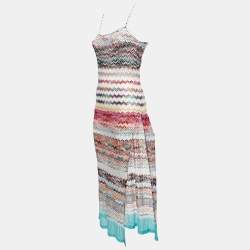 Pre Owned Missoni Multicolor Patterned Crochet Knit Cover Up Maxi Dress M