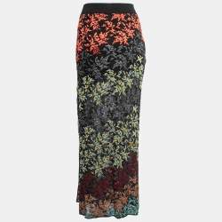 Pre Owned Missoni Multicolor Patterned Lurex Knit Midi Skirt M