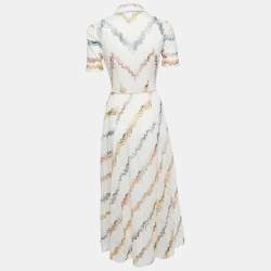 Pre Owned Missoni Multicolor Patterned Knit Button Front A-Line Midi Dress XS