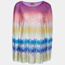 Pre Owned Missoni Multicolor Patterned Knit Long Sleeve Top XL