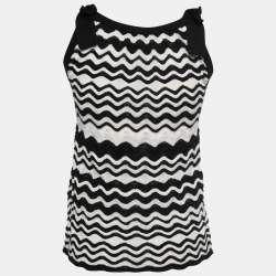 Pre Owned M Missoni Black/White Patterned Knit Sleeveless Top S