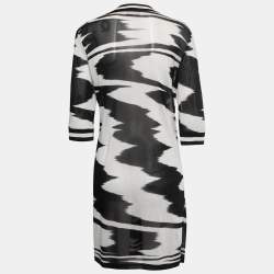 Pre Owned Missoni Black/White Abstract Printed Knit Open Cardigan M