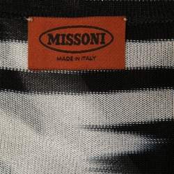 Pre Owned Missoni Black/White Abstract Printed Knit Open Cardigan M