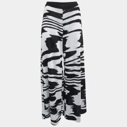 Missoni White/ Black Abstract Pattern Knit Wide Leg Pants M