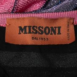 Pre Owned Missoni Multicolor Striped Lurex Knit One Shoulder Maxi Dress S