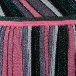 Pre Owned Missoni Multicolor Striped Lurex Knit One Shoulder Maxi Dress S