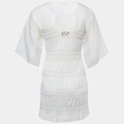 Pre Owned Missoni White Silk & Knit Mini Dress S