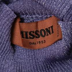 Pre Owned Missoni Purple Lurex Knit High Neck Sleeves Top M