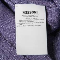 Pre Owned Missoni Purple Lurex Knit High Neck Sleeves Top M