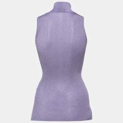 Pre Owned Missoni Purple Lurex Knit High Neck Sleeves Top M