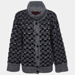 Missoni Monochrome Patterned Lurex Knit Button Front Cardigan S