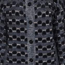 Missoni Monochrome Patterned Lurex Knit Button Front Cardigan S
