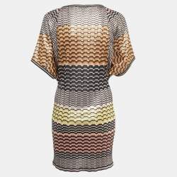 Pre Owned Missoni Multicolor Patterned Lurex Knit Mini Dress S