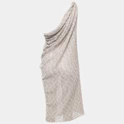 Missoni Multicolor Lurex Knit One Shoulder Draped Midi Dress S