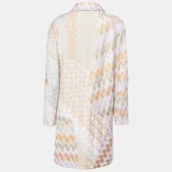 Missoni Multicolor Lurex Knit Button Front Coat L