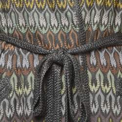 Pre Owned Missoni Multicolor Patterned Knit Belted Long Cardigan M