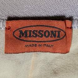 Pre Owned Missoni Silver Lurex Knit Straight Leg Pants M