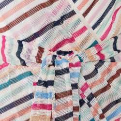 Pre Owned Missoni Multicolor Striped Knit Stole Detail Top M
