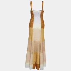 Missoni Brown Patterned Knit Embellished Strap Sleeve Gown S