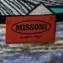 Pre Owned Missoni Grey/Multicolor Mixed Patterned Top M