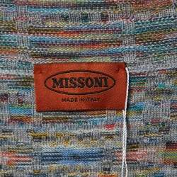 Missoni Grey Patterned Wool Knit Zip Front Jacket XL