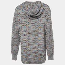 Missoni Grey Patterned Wool Knit Zip Front Jacket XL