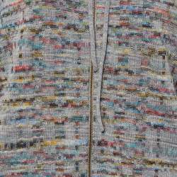 Missoni Grey Patterned Wool Knit Zip Front Jacket XL