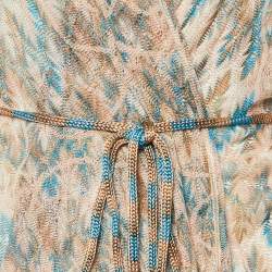 Missoni Multicolor patterned Knit Open Front Belted Long Cardigan L