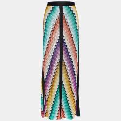 Pre Owned Missoni Multicolor Patterned Knit Paneled Midi Skirt M