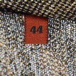 Pre Owned Missoni Black/Gold Patterned Knit Open Front Long Cardigan M