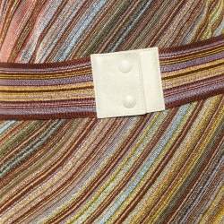 Pre Owned Missoni Multicolor Striped Lurex Knit Belted Top & Skirt Set M