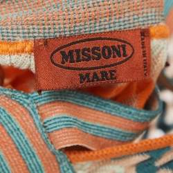 Pre Owned Missoni Multicolor Chevron Pointelle Knit Halter Neck Mini Dress M