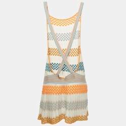 Pre Owned Missoni Multicolor Chevron Pointelle Knit Halter Neck Mini Dress M