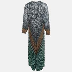 Pre Owned Missoni Multicolor Chevron Pattern Knit Maxi Kaftan Dress L