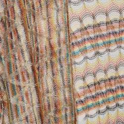 Pre Owned Missoni Multicolor Chevron Knit Fringed Open-Front Poncho One Size