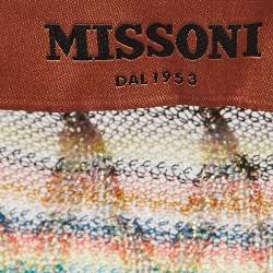 Pre Owned Missoni Multicolor Chevron Knit Fringed Open-Front Poncho One Size