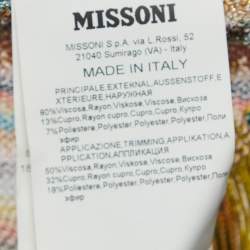 Pre Owned Missoni Multicolor Chevron Knit Fringed Open-Front Poncho One Size