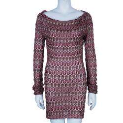 Pre Owned Missoni Multicolor Off-Shoulder Knit Dress M