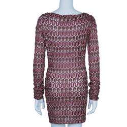 Pre Owned Missoni Multicolor Off-Shoulder Knit Dress M