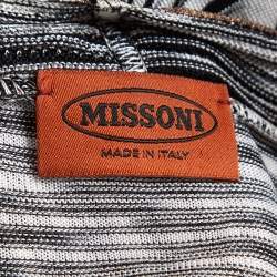 Pre Owned Missoni Black/White Lurex Knit Open Cardigan M