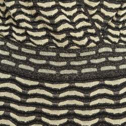 Pre Owned Missoni Cream/Black Chevron Pattern Metallized Knit V-Neck Mini Dress M