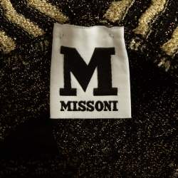 Pre Owned Missoni Cream/Black Chevron Pattern Metallized Knit V-Neck Mini Dress M
