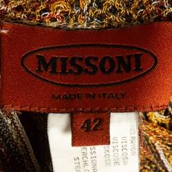 Pre Owned Missoni Multicolor Striped Knit Fringed Open-Front Long Cardigan M